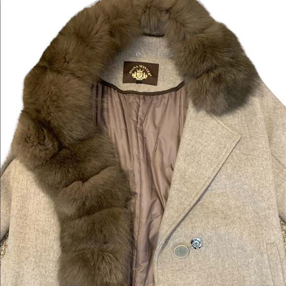 Diana Winter Woodland & Natural Fur Asymmetrical Belted Coat - Picture 3 of 6